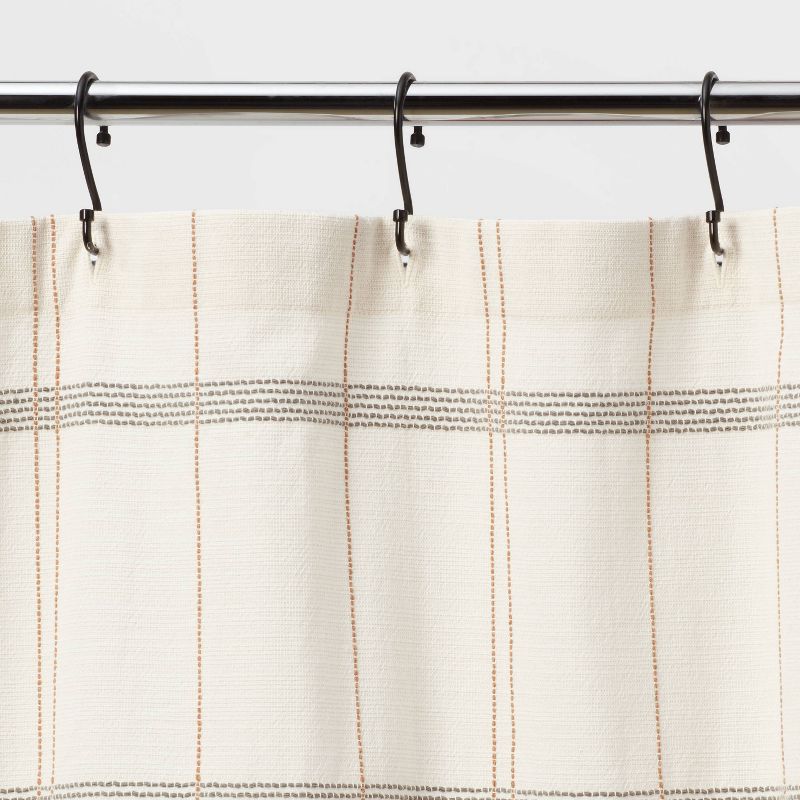 Woven Modern Plaid Shower Curtain Ivory - Threshold&#8482;, 4 of 12