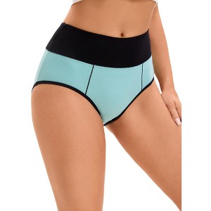 Allegra K Women's High Waist Breathable Soft Color-Block Available in Plus Size Briefs - 1 of 4