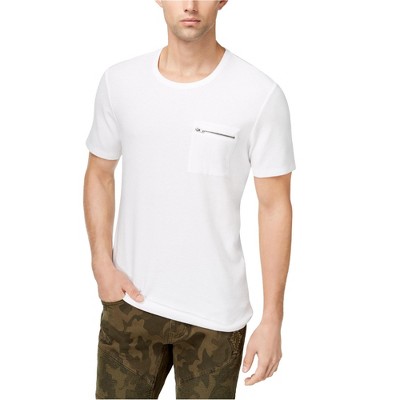 I.N.C International Concepts Mens Zip-Pocket Basic T-Shirt, White, Small