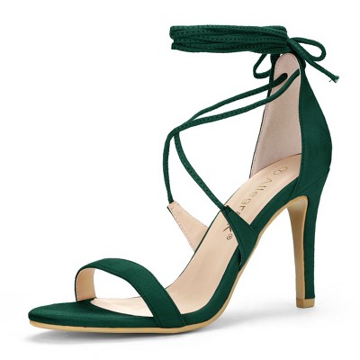 Allegra K Women's Solid Open Toe Lace Up Stiletto Sandals