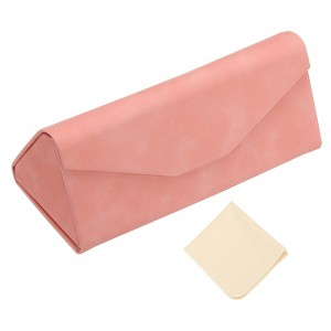 Unique Bargains Foldable Triangle Magnetic Portable Eyeglass Case with Eyeglass Cloth 1 Pc - 1 of 4