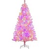 Acekool 6FT Pink Snow Flocked Tree with Multicolor Lights, Prelit Artificial Pine, Holiday Decor for Home, Office, Party - 2 of 4