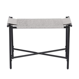 GlasFlength Ottomans and Benches Handwoven Paper Rope Ottoman with Metal Frame Simple Design for Modern Living Spaces, Gray, 24.41"*12.2"*4.13" - 1 of 4