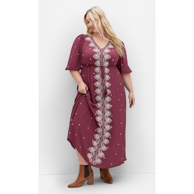Women's Plus Size Ulla Embroidered Dress - blackberry | CITY CHIC
