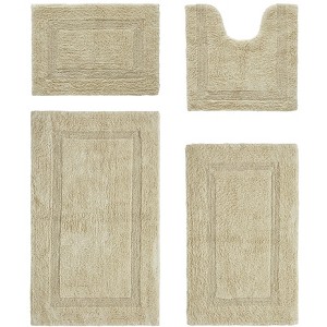 Lux Premium 100% Cotton Tufted Solid Reversible 4 Piece Bath Rug Set – Ultra-Soft, Water-Absorbent, Durable, Machine Washable Bathroom Rug - 1 of 4