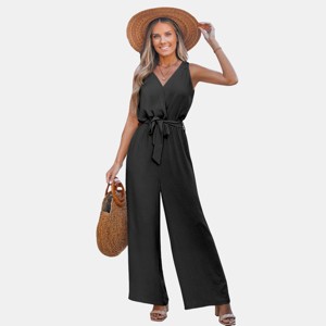 Women's Chic Sleeveless Wide-Leg Jumpsuit with Tie Waist - Cupshe - 1 of 4
