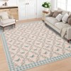 Washable Modern Farmhouse Area Rug with Butterflies Print, Botanical Low Pile Soft Large Carpet for Home Decor - 3 of 4