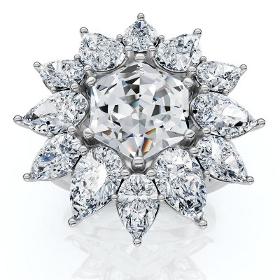 Pompeii3 Certified 5Ct Hexagon Diamond High Jewelry Ring 14k Gold or Platinum Lab Created