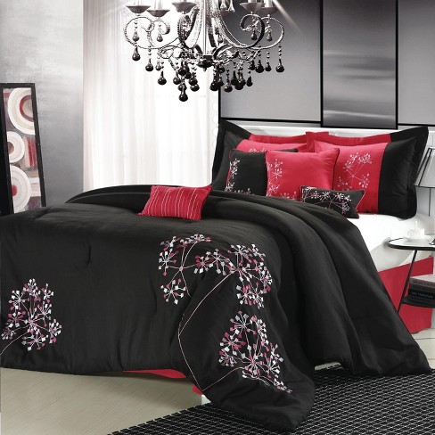 Chic Home Pink Fl Comforter Bed In, Pink Bed In A Bag Queen Comforter Sets