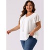 Agnes Orinda Women's Plus Size Top V Neck Flutter Sleeves Layered Chiffon Ruffle Elegant Blouses - 2 of 4