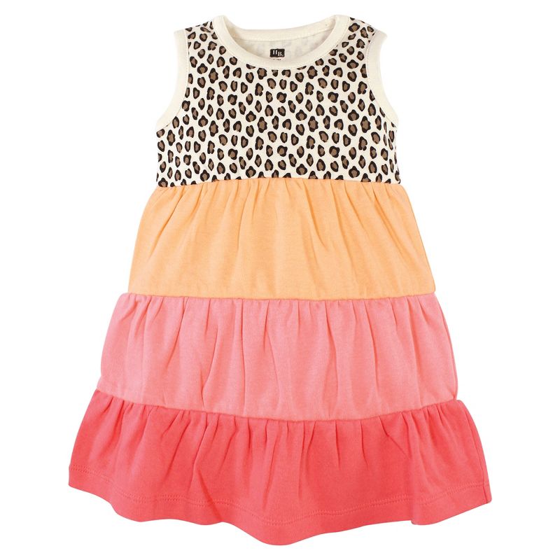 Hudson Baby Infant and Toddler Girl Cotton Dresses, Leopard Coral Mint, 3 of 5