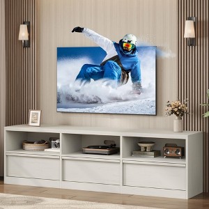 70 inch TV Stand for 80" TVs, Mid Century Modern Entertainment Center with Storage Drawer & Open Shelves, Wood Media Console Cabinet for Living Room - 1 of 4