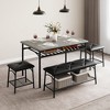 Dining Table Set for 4 With Benche/Stools Kitchen Table Set With Storage Shelves Dining Table Set With PU Cusion Dining Room Furniture Table - 4 of 4