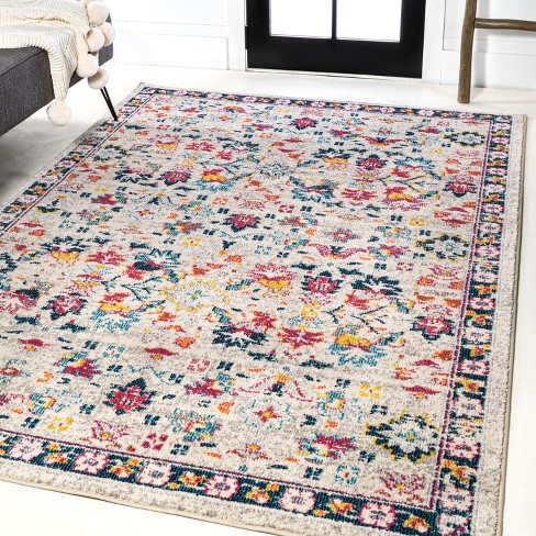 Tayse 2 x 8 Black Indoor Floral/Botanical Oriental Runner Rug in the Rugs  department at