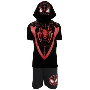 Avengers Superheroes Little Boys Short Sleeve Hoodie T-Shirt and Shorts Set - Black, 5-6 - 1 of 3