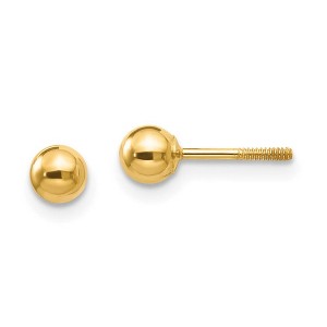 Black Bow Jewelry 4mm Polished Ball Screw Back Stud Earrings in 14k Yellow Gold - 1 of 4