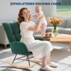 Rocking Chair Upholstered Padded Seat,Reading Chair with High Backrest,Tufted-Button Wingback Armchair for Bedroom, Dressing Room, Home Office - 4 of 4