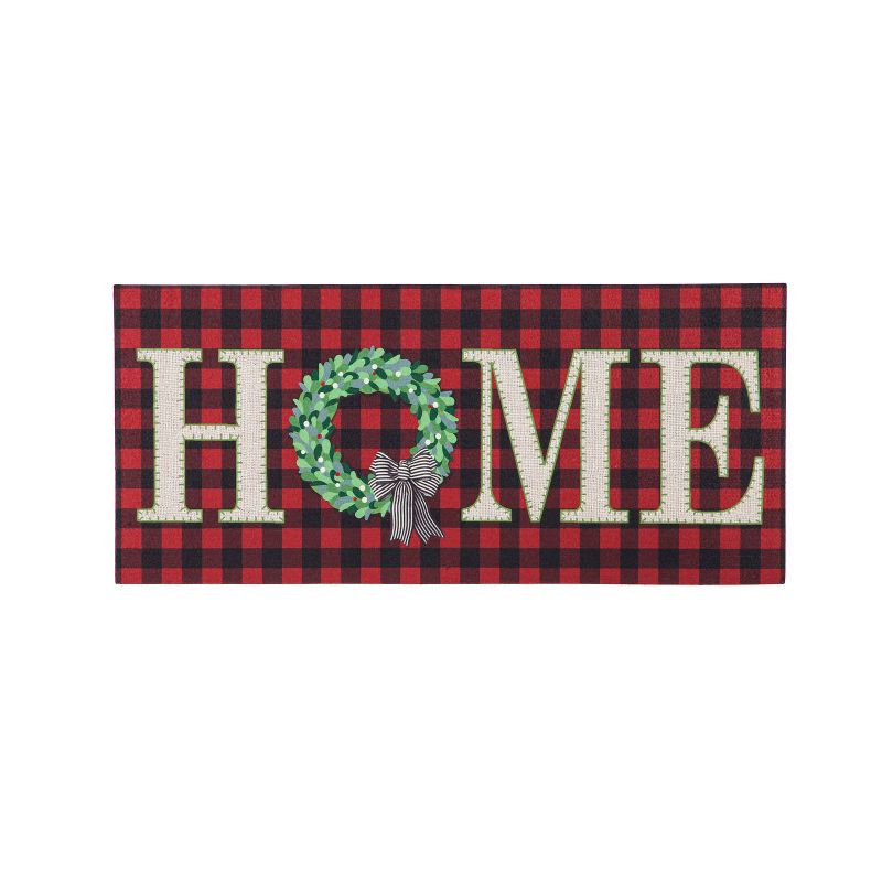 Evergreen Buffalo Check HOME Sassafras Indoor Outdoor Switch Doormat 1'10"x10" Red, 1 of 7