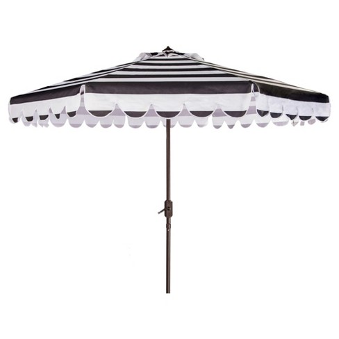 Maui Single Scallop Striped 9 Crank Auto Tilt Umbrella Black White Safavieh Target