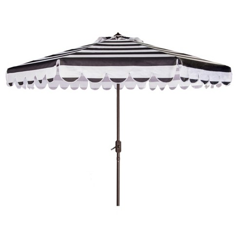 Crank Auto Tilt Umbrella Black White, Black And White Striped Patio Umbrella