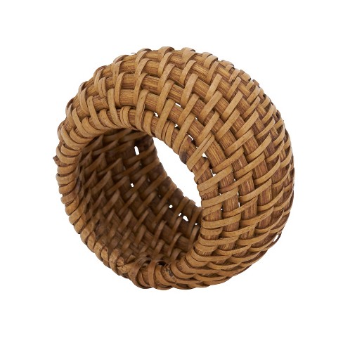 Saro Lifestyle Rustic Napkin Rings With Woven Rattan Design, (set