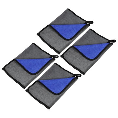 Unique Bargains 1200GSM Highly Absorbent Microfibre Car Drying Towel  15.75x15.75 Gray Black 4 Pcs