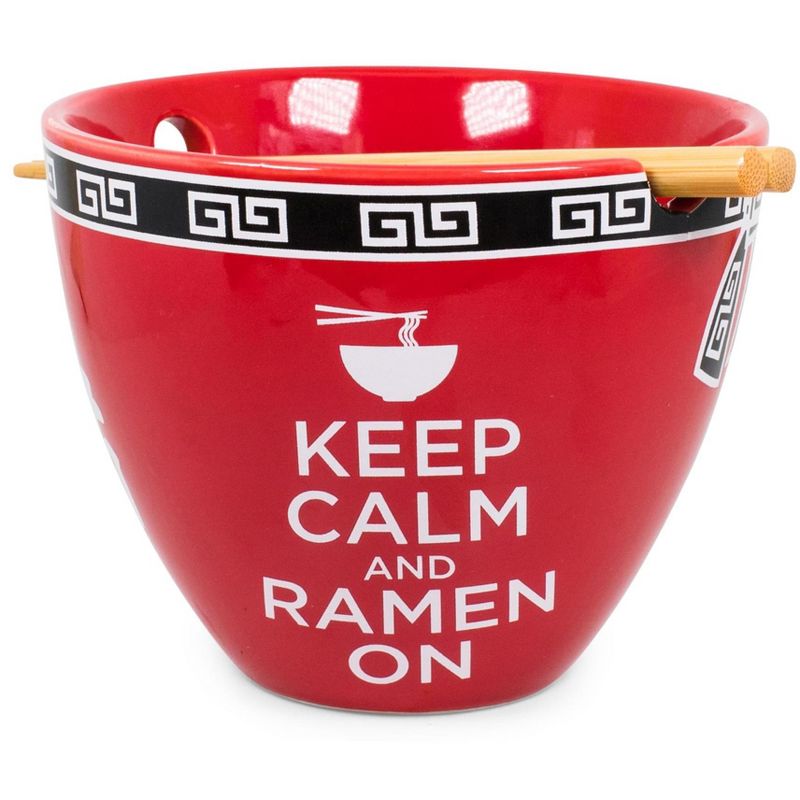 Boom Trendz Bowl Bop Keep Calm And Ramen On Japanese Dinner Set | 16-Ounce Bowl, Chopsticks, 1 of 7