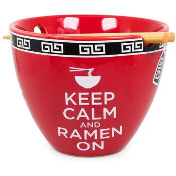 Boom Trendz Bowl Bop Keep Calm And Ramen On Japanese Dinner Set | 16-Ounce Bowl, Chopsticks