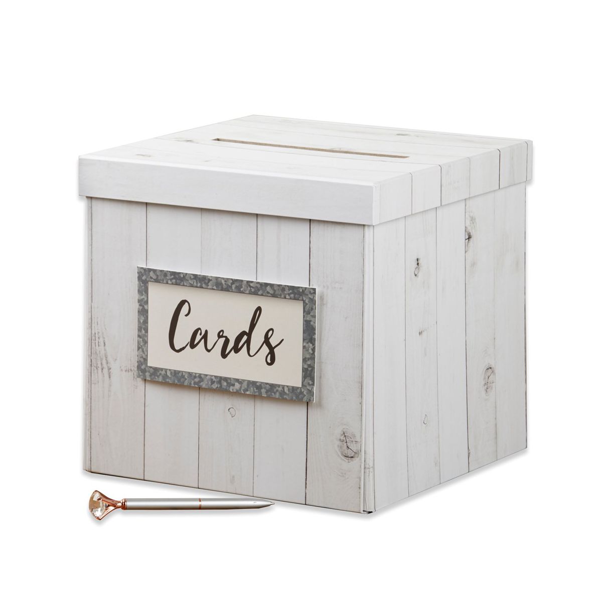 Kate Aspen Rustic White Wood Card Box | 28469NA