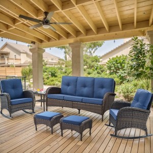 Gymojoy Outdoor Sofa Rocking Chair Side Table with Ottomans Patio Funiture - 1 of 4