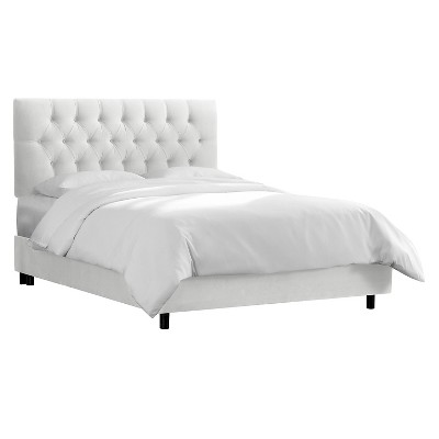 Skyline Furniture Queen Edwardian Microsuede Tufted Bed Premier White Upholstered Pine Frame Box Spring Required Target