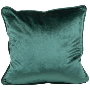 Northlight 16" Solid Hunter Green Plush Velvet Square Throw Pillow with Piped Edging