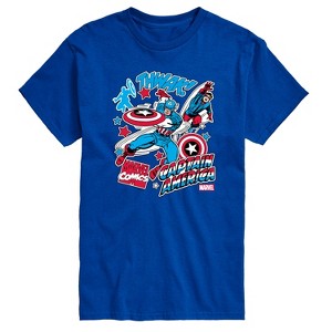 Men's - Marvel - Captain America Comic Book Stickers Short Sleeve Graphic T-Shirt - 1 of 3