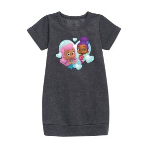 - Bubble Guppies - Molly And Zooli Heart Bubble Heart Graphic Short Sleeve Fleece Dress - 1 of 3