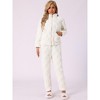 cheibear Women's Flannel Long Sleeve Soft Winter Warm Rabbit Pattern Pajama Sets with Pockets - 3 of 4