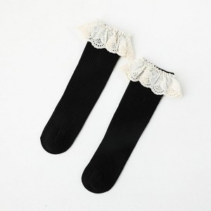 MyKids-Usa Baby Girl Solid Color Mesh Patched Design Princess Socks - 1 of 4