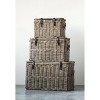 Storied Home Set of 3 Rattan Baskets with Lids and Leather Buckles Brown: Rectangular Woven Organizers, SFI Certified - 2 of 4