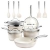 Gotham Steel Hammered Cream 15-Piece Ultra Ceramic Nonstick Cookware Set with Utensils - 4 of 4