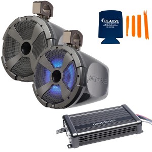 PowerBass 1 Pair of XL-POD10LR 10" Long Range Pods with LED and 1 XL-2305MX 2 Channel Powersports Amplifier - 1 of 4