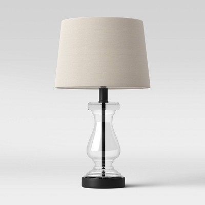 glass column table lamp