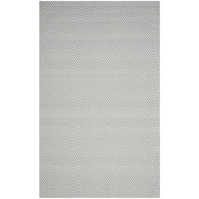 Hand-Hooked Wilton Light Blue Wool-Viscose 5' x 8' Rectangular Rug