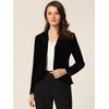 INSPIRE CHIC Women's Notched Lapel Long Sleeve Office Button Velvet Suit Blazer - 3 of 4