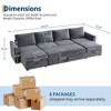 Sectional Sleeper Sofa with Pull Out Bed, Chenille Modular Sectional Couch with Pull Out Couch and Storage Seat & 2 Ottomans, Convertible Couches - 2 of 4
