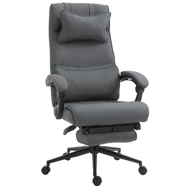 Vinsetto Executive Office Chair High Back Computer Desk Chair with Headrest, Lumbar Support, Padded Armrest and Retractable Footrest, gray, 1 of 9