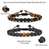 Turandoss 2PCS Natural Tiger Eye Stone Beaded Bracelets for Men Boys, Lava Rock Bracelet Adjustable, Birthday Jewelry Gifts for Men Boys, 8MM Beads - 2 of 4