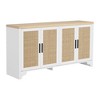 4-Door Sideboard Buffet Cabinet, Natural Rattan Storage Cabinet, Boho Entryway Console Table - 3 of 4