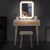 ELECWISH 31.5" Wood Vanity Desk Set with LED Mirror & Stool - 3-Way Lighting, 2 Drawers, Soft-Padded Seat - 4 of 4