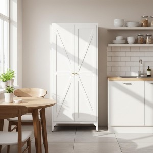 Homy Casa Metal Storage Cabinet with Double Doors, Freestanding Wardrobe for Bedroom or Entryway - 1 of 4