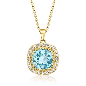 Ross-Simons 7.50 Carat Sky Blue Topaz Pendant Necklace With 1.10 ct. t.w. White Topaz in 18kt Gold Over Sterling Size 18 - 1 of 3