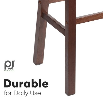 Classic Modern 24" Walnut Wood Saddle-Seat Counter Stool